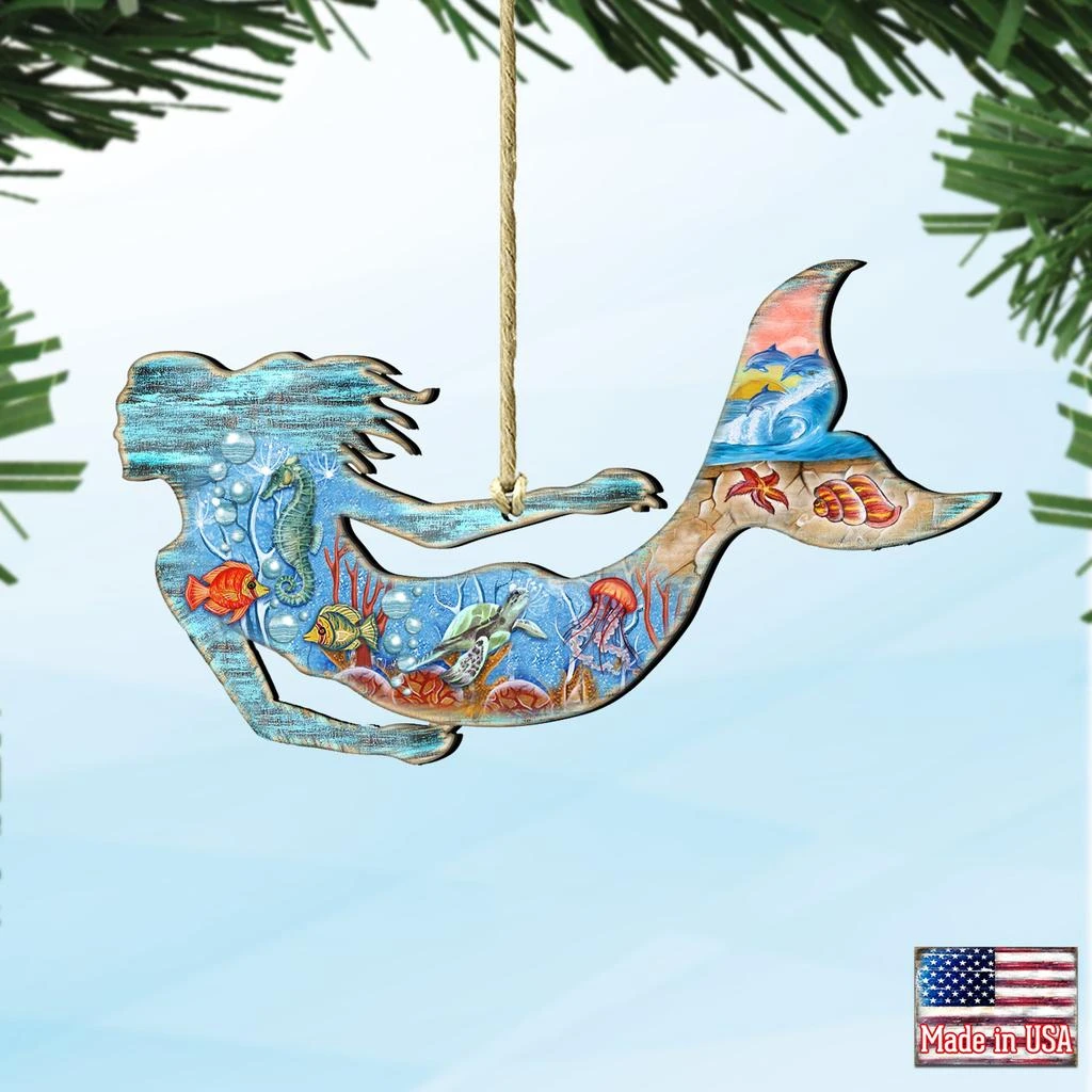 商品Designocracy|Designocracy SeaWorld Mermaid Wood Ornaments Set of 2 G.DeBrekht Coastal,价格¥204,第1张图片