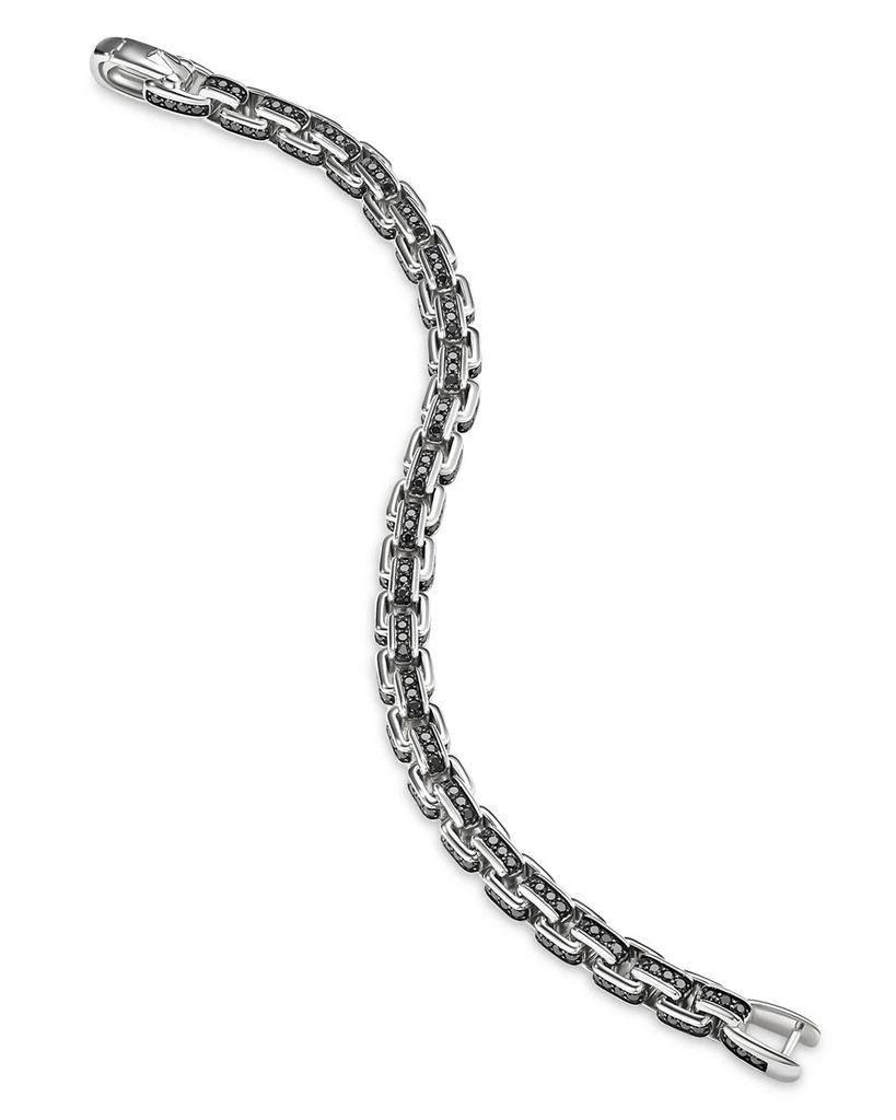 Men's Box Chain Bracelet in Sterling Silver with Black Diamonds, 7.3mm 商品