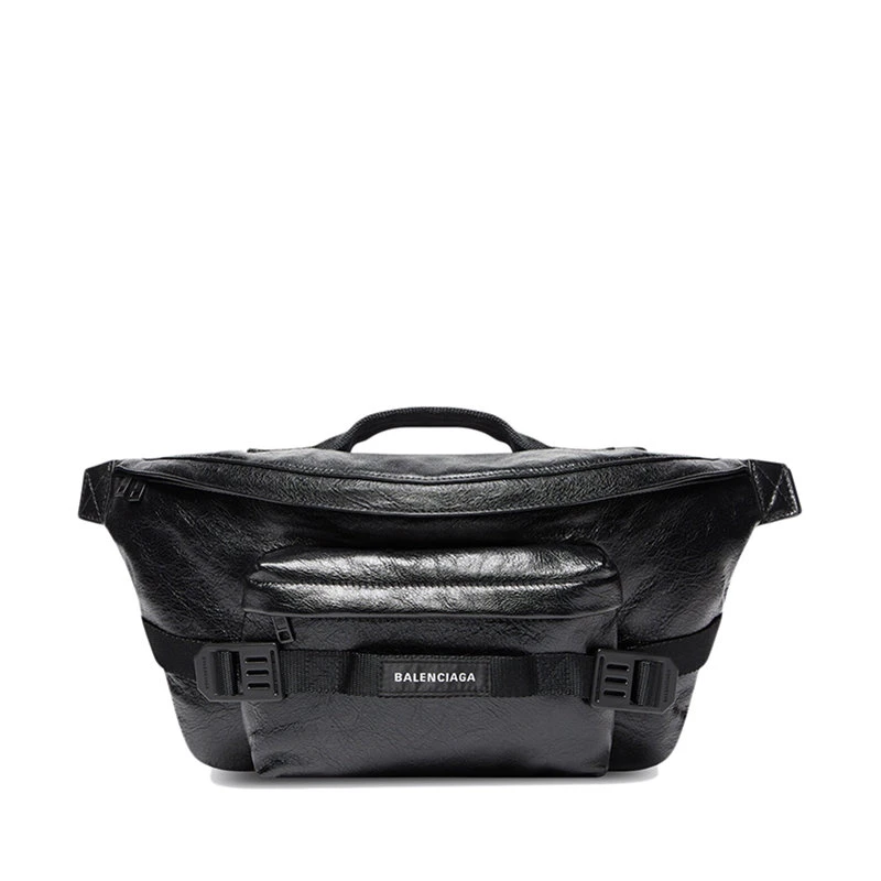 商品Balenciaga|【预售3-7天】Balenciaga/巴黎世家 ARMY系列 男士大号黑色细纹小羊皮拉链腰包6440351VGI71000,价格¥8064,第1张图片