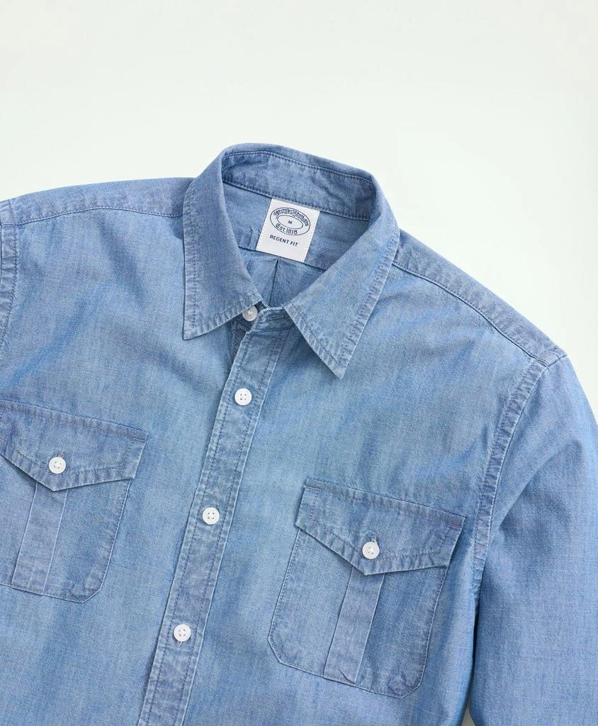 商品Brooks Brothers|Relaxed Cotton Chambray Military Shirt,价格¥1214,第2张图片详细描述