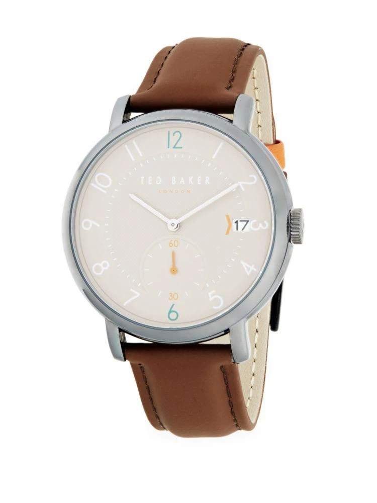 商品Ted Baker London|Classic Stainless Steel & Leather-Strap Watch,价格¥582,第1张图片