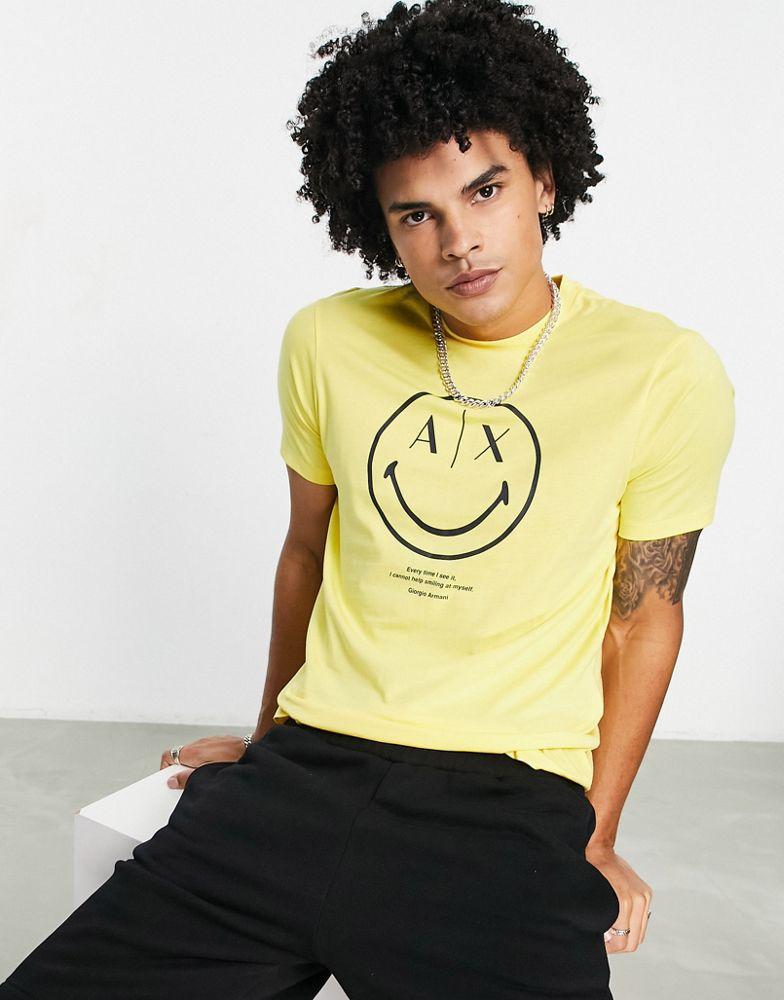 Armani Exchange x Smiley Face t-shirt in yellow商品第1张图片规格展示