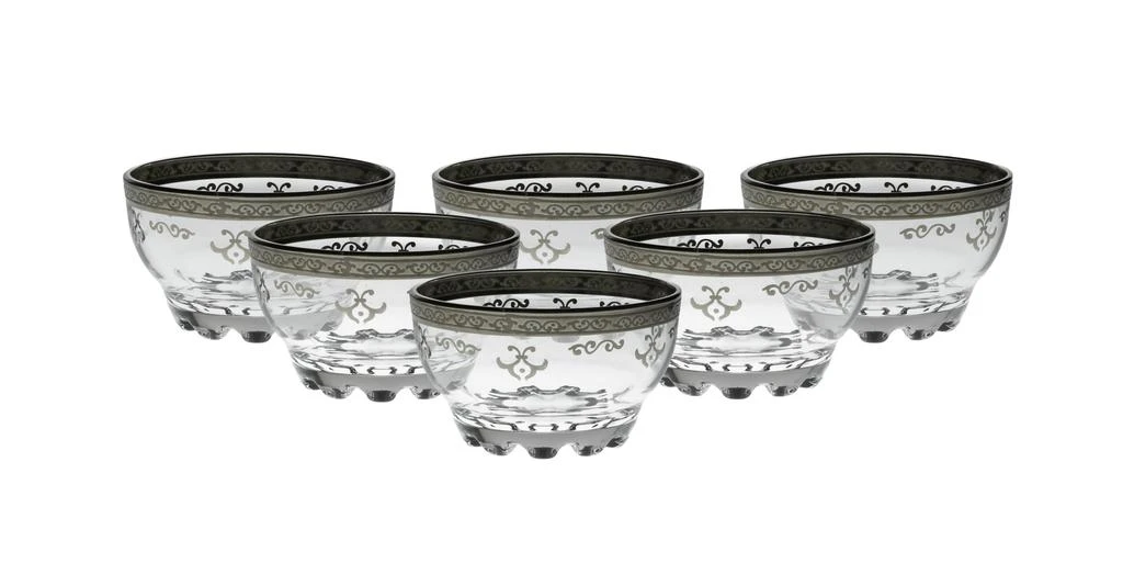 商品Classic Touch Decor|Dessert Bowls with Rich Silver Artwork, Set of 6,价格¥699,第1张图片