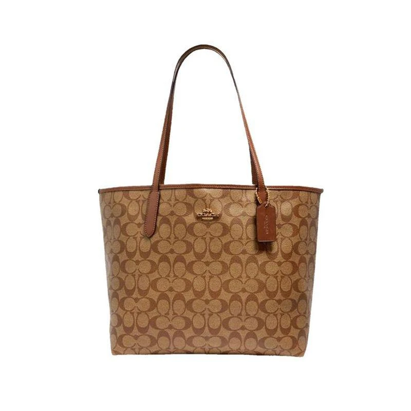 商品Coach|美国直邮coach蔻驰女士奥莱款印花大号托特包20年新款单肩包5696,价格¥2547,第1张图片