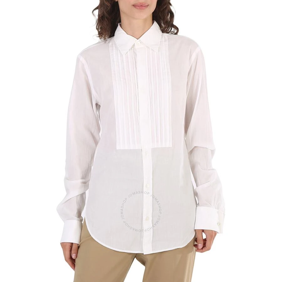 商品Burberry|Ladies White Ribbed Panel Shirt,价格¥479,第1张图片