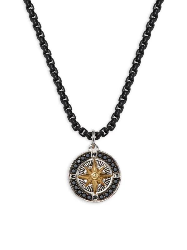 商品Effy|Tri-Tone Sterling Silver & Black Spinel Compass Pendant Necklace,价格¥2135,第1张图片