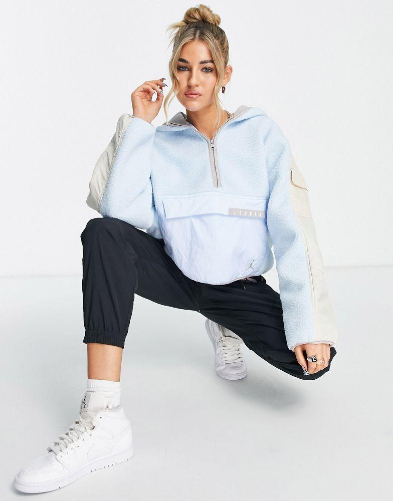 Jordan Cozy Girl fleece hoodie in baby blue and oatmeal商品第2张图片规格展示