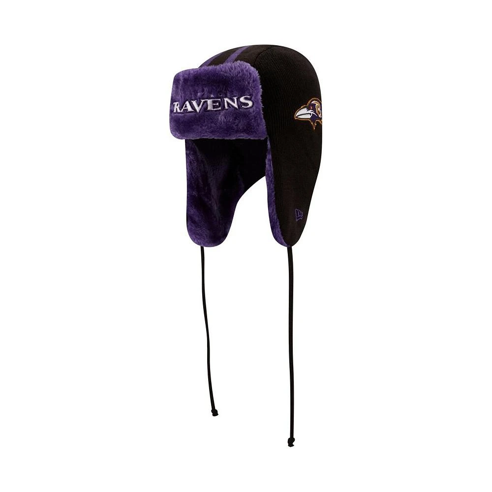 商品New Era|Men's Black Baltimore Ravens Helmet Head Trapper Knit Hat,价格¥261,第1张图片