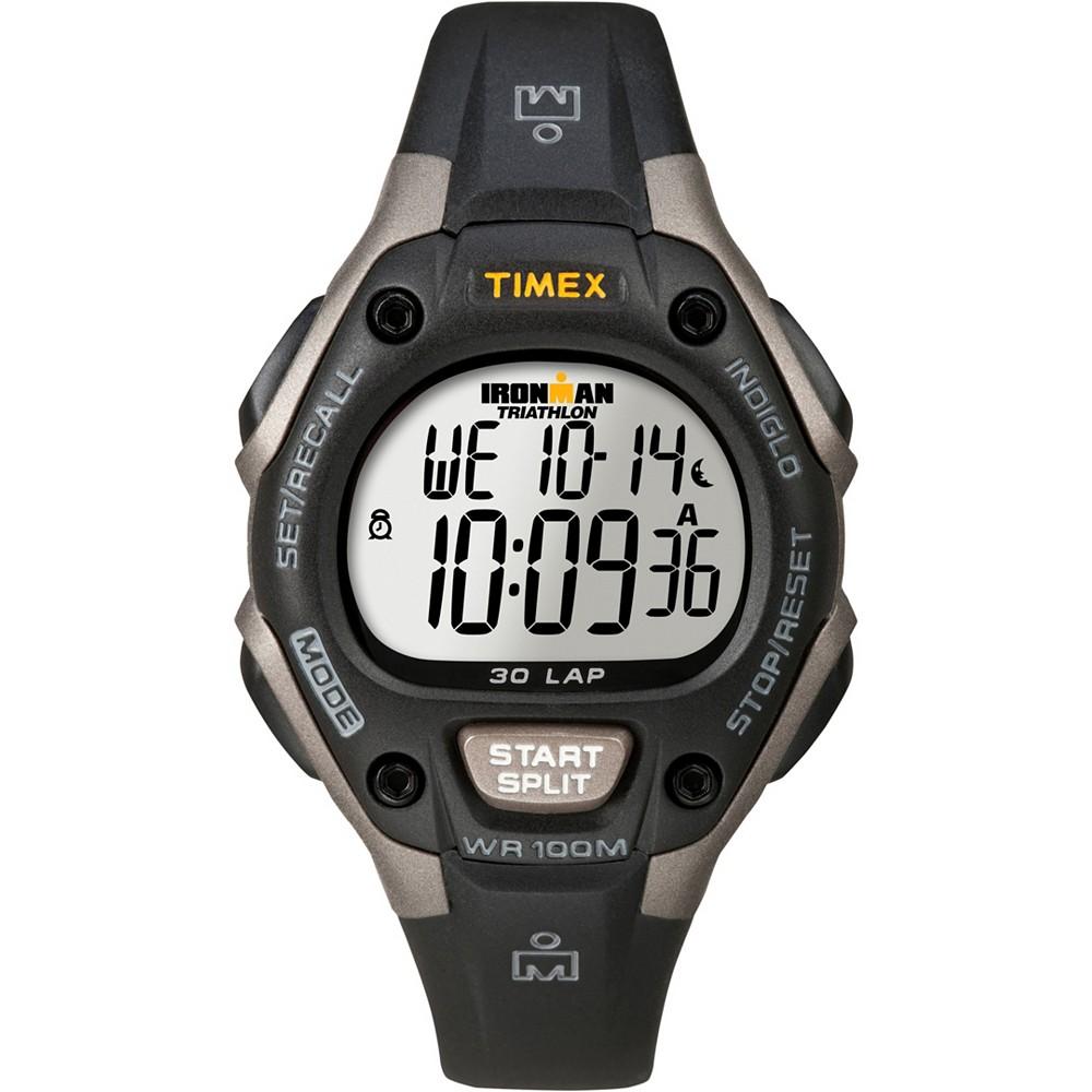 Unisex IRONMAN Classic 30 34mm Watch with Timex Pay  Black Silver-Tone with Silicone Strap商品第1张图片规格展示