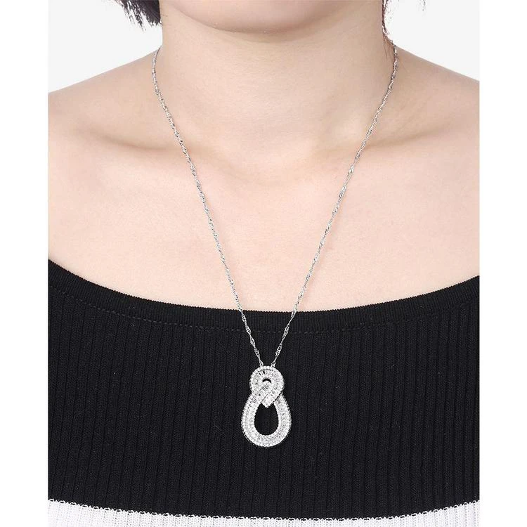 商品Macy's|Cubic Zirconia Baguette Swirl Pendant Necklace in Sterling Silver,价格¥350,第2张图片详细描述