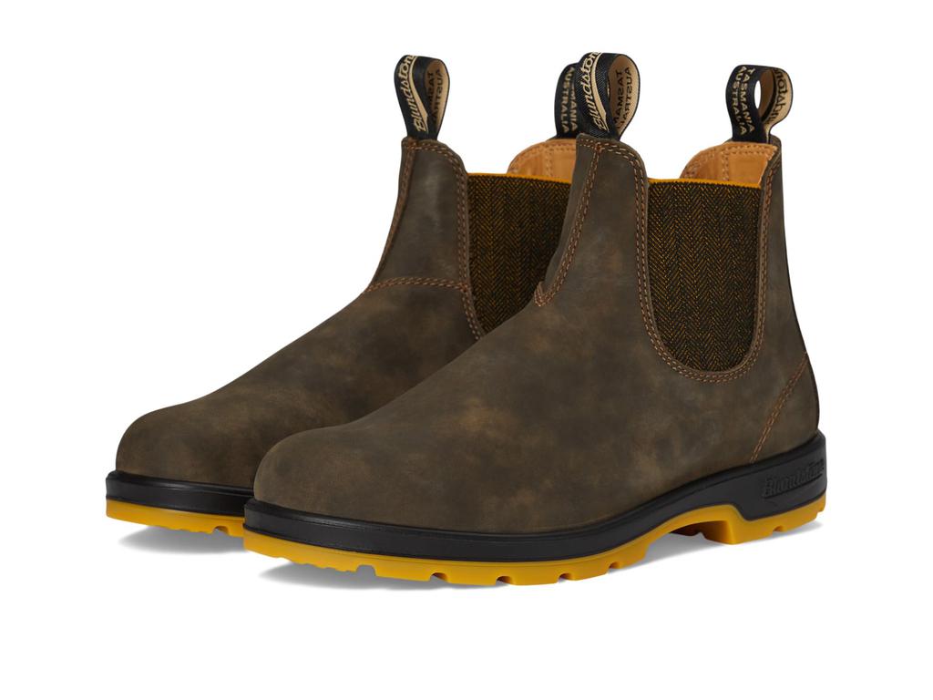 1351 Stivali Chelsea in pelle marrone rustica con inserti elastici HTAT710 image 2