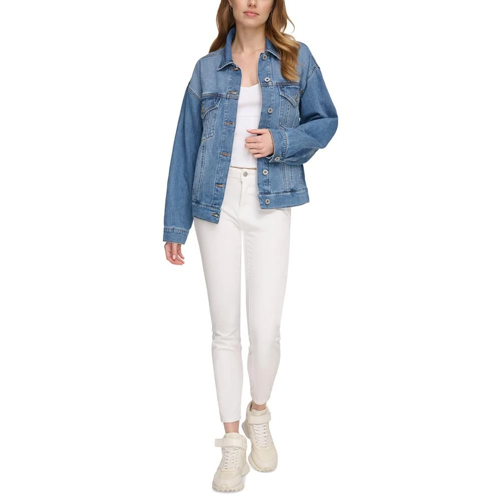 商品DKNY|Women's Cotton Oversized Long-Sleeve Denim Jacket,价格¥326,第4张图片详细描述