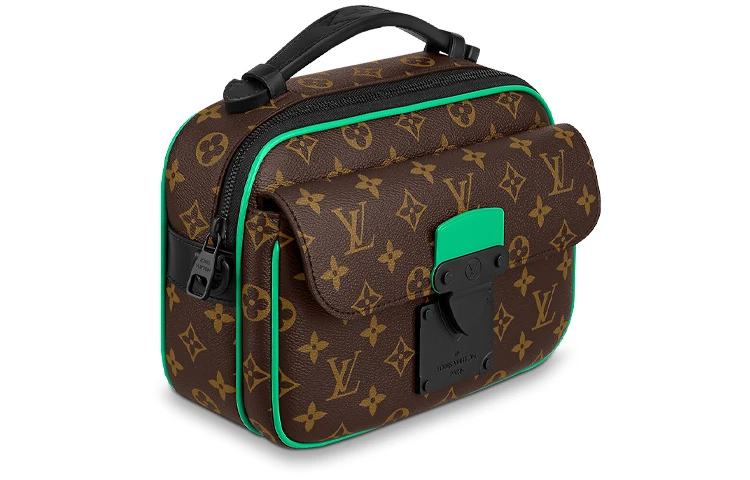 商品[国内直发] Louis Vuitton|S-Lock Messenger 经典老花帅气轻便拉链开合 涂层帆布拼牛皮 邮差包单肩斜挎包 常规 男款 棕色/绿色,价格¥24856,第3张图片详细描述
