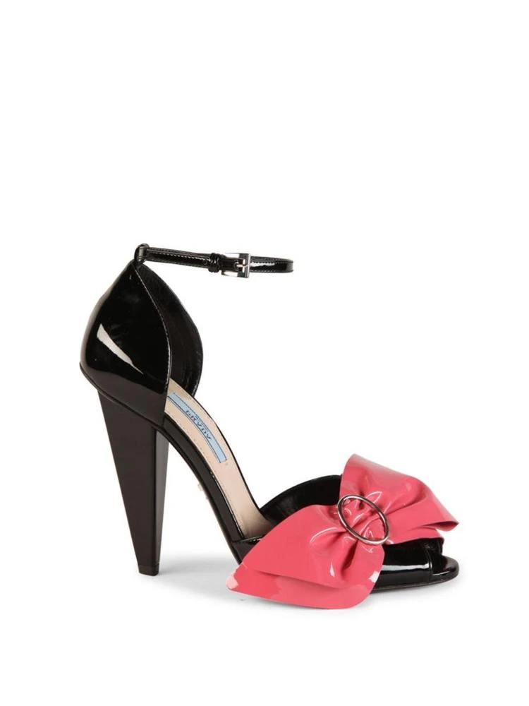 商品Prada|Patent Leather Bow Peep Toe Sandals,价格¥2623,第5张图片详细描述