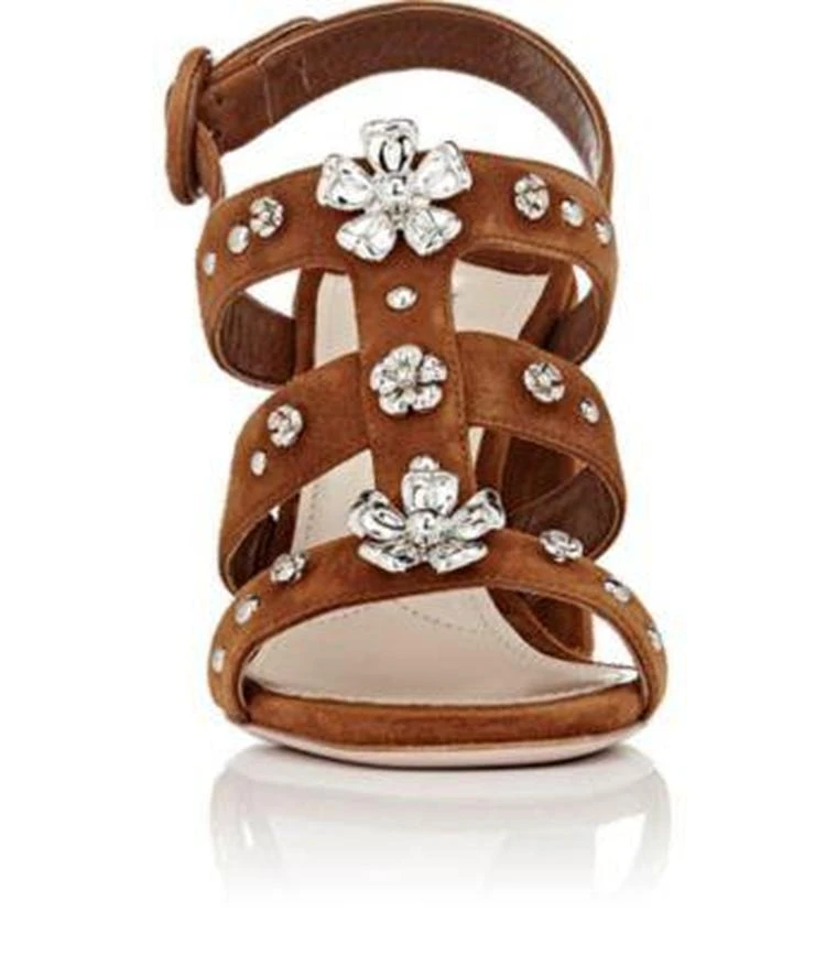 商品Prada|Flower-Embellished Suede Slingback Sandals,价格¥2967,第4张图片详细描述