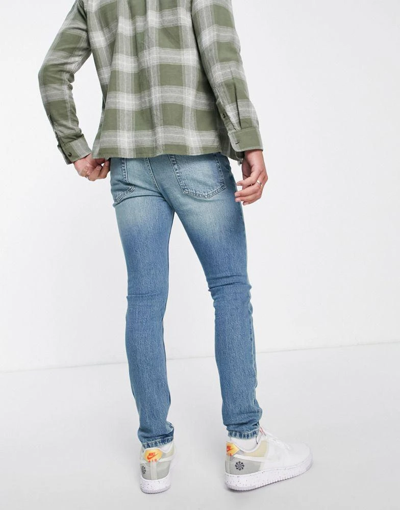 商品Topman|Topman stretch skinny jeans in green cast light wash tint,价格¥169,第2张图片详细描述