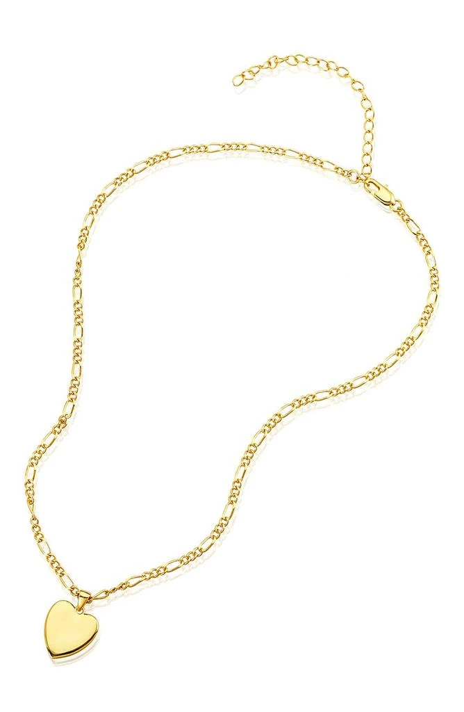 商品ADORNIA|14K Gold Plated Figaro Chain Heart Pendant Necklace,价格¥150,第3张图片详细描述