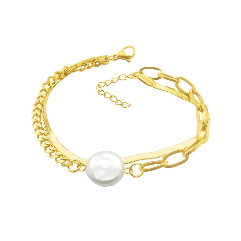商品ADORNIA|Adornia Mixed Chain Pearl Bracelet gold,价格¥152,第1张图片
