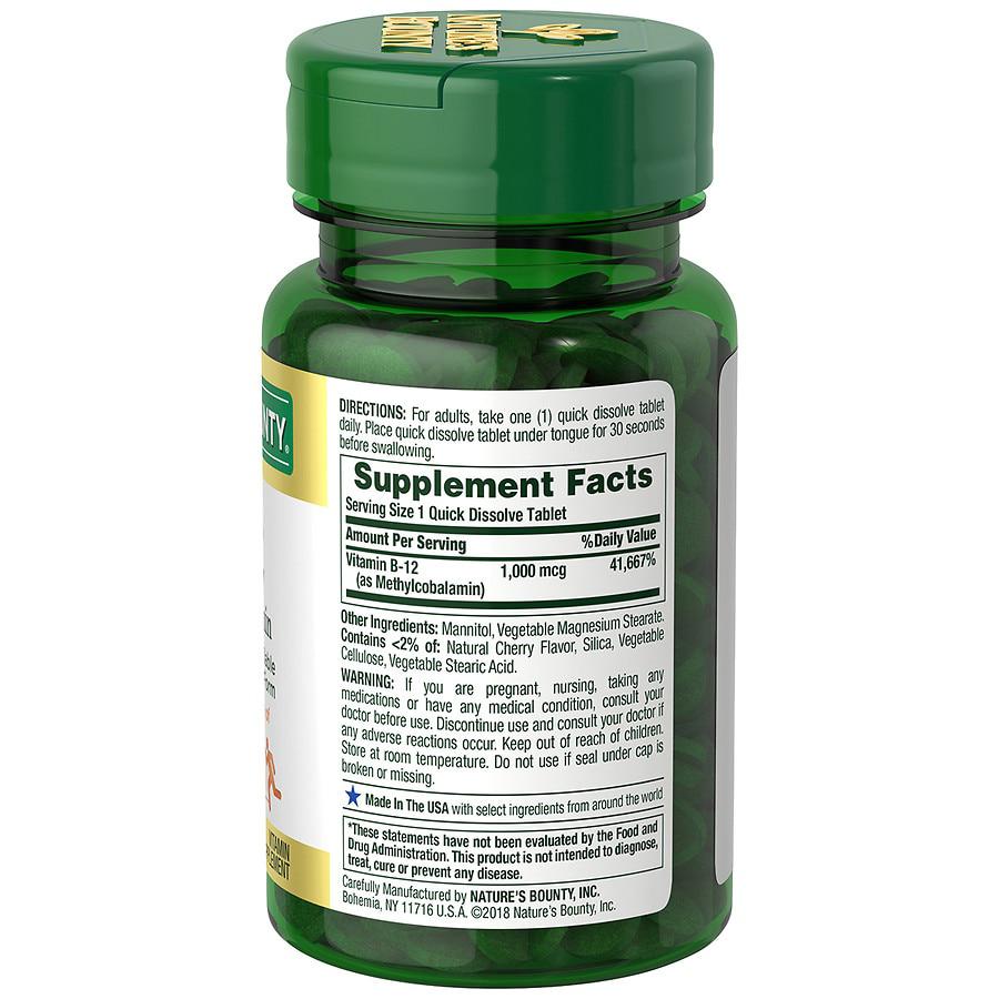 Vitamin B-12 Methylcobalamin Tablets, 1000 mcg商品第4张图片规格展示
