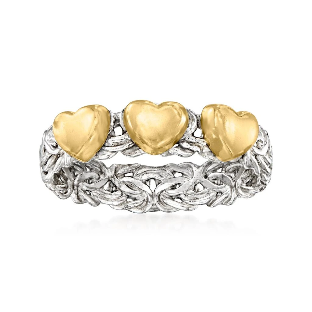 商品Ross-Simons|Ross-Simons Sterling Silver and 14kt Yellow Gold Byzantine Heart Ring,价格¥783,第4张图片详细描述