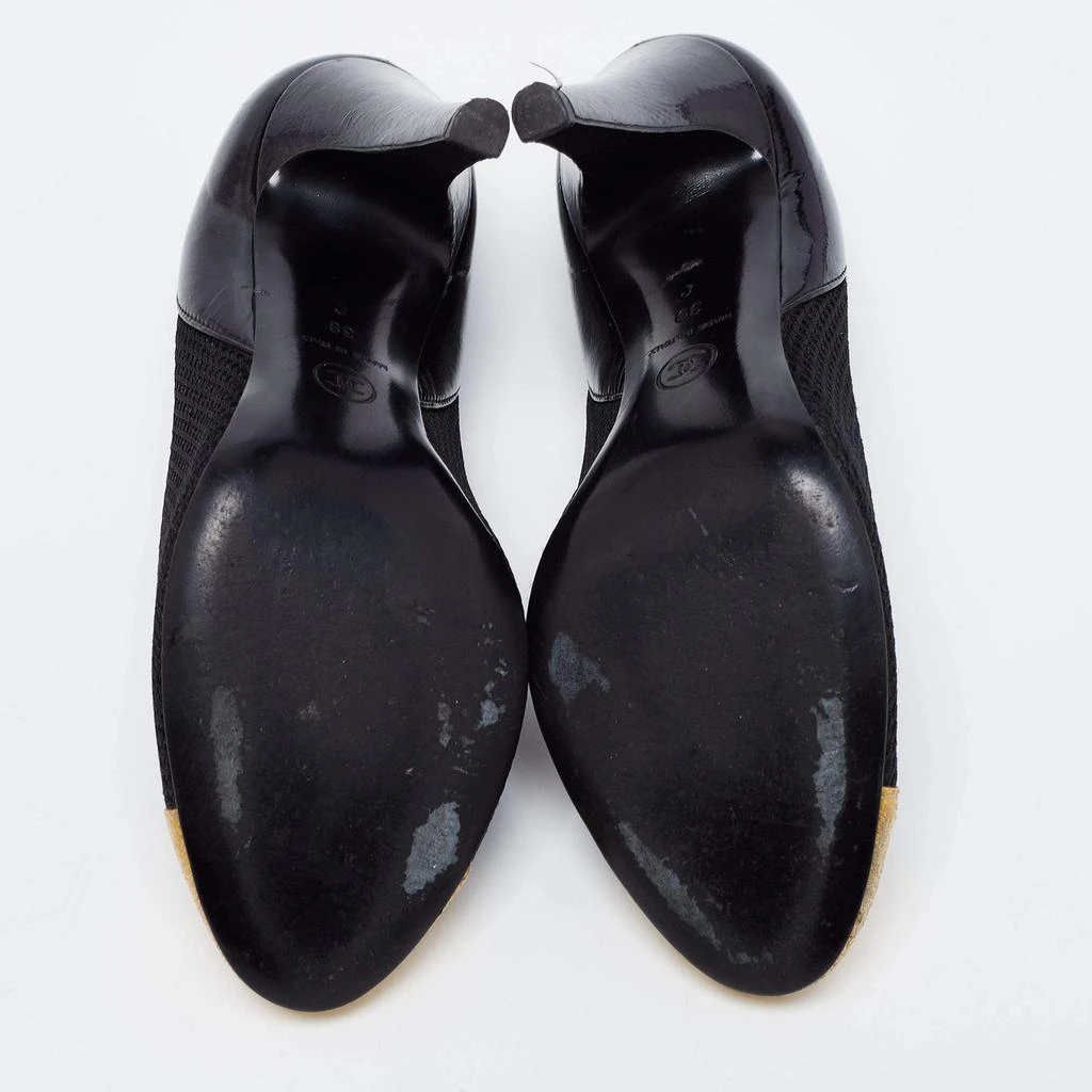 Chanel Black/Yellow Mesh, Patent and Textured Leather Cap-Toe Pumps Size 39 商品