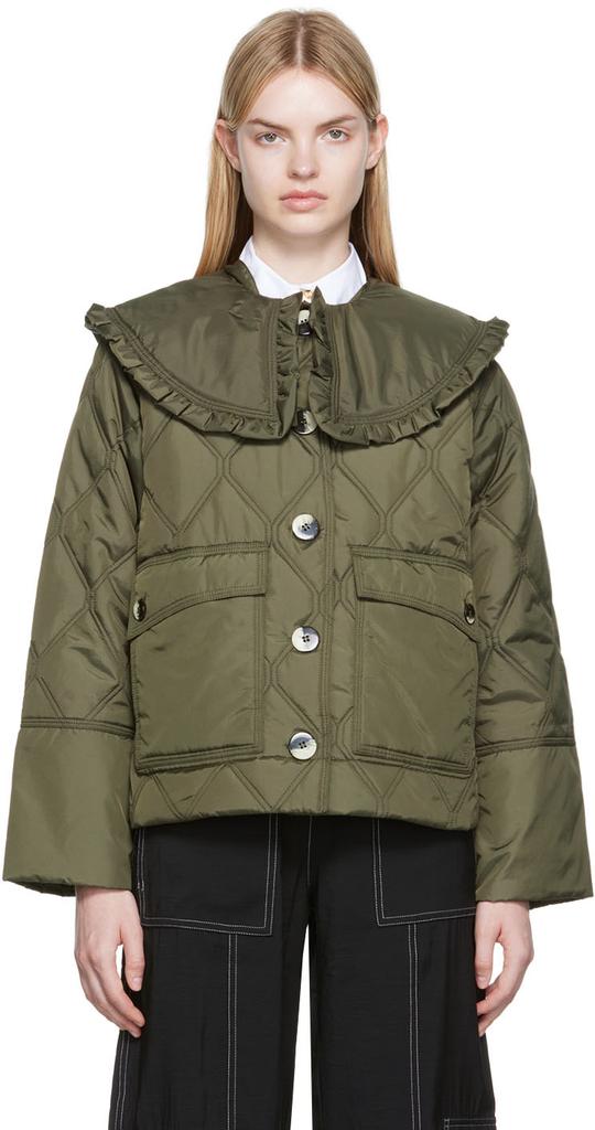 Khaki Quilted Jacket商品第1张图片规格展示