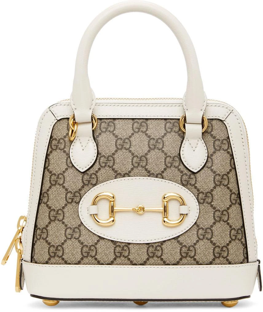 商品Gucci|Beige & White Small GG 'Gucci 1955' Horsebit Bag,价格¥16986,第2张图片详细描述