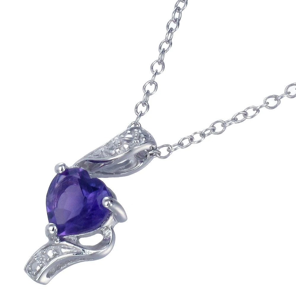 商品Vir Jewels|0.70 cttw Purple Amethyst Pendant Necklace .925 Sterling Silver 6 MM Heart,价格¥322,第3张图片详细描述