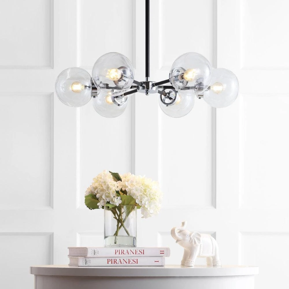 商品JONATHAN Y|Caleb 6-Light 28" Brass Cluster Chandelier,价格¥2322,第1张图片
