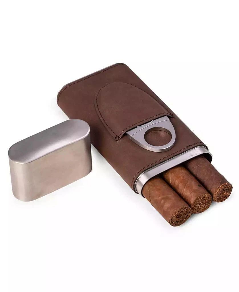 商品Bey-Berk|Leather 3 Cigar Case with Cigar Cutter,价格¥365,第2张图片详细描述