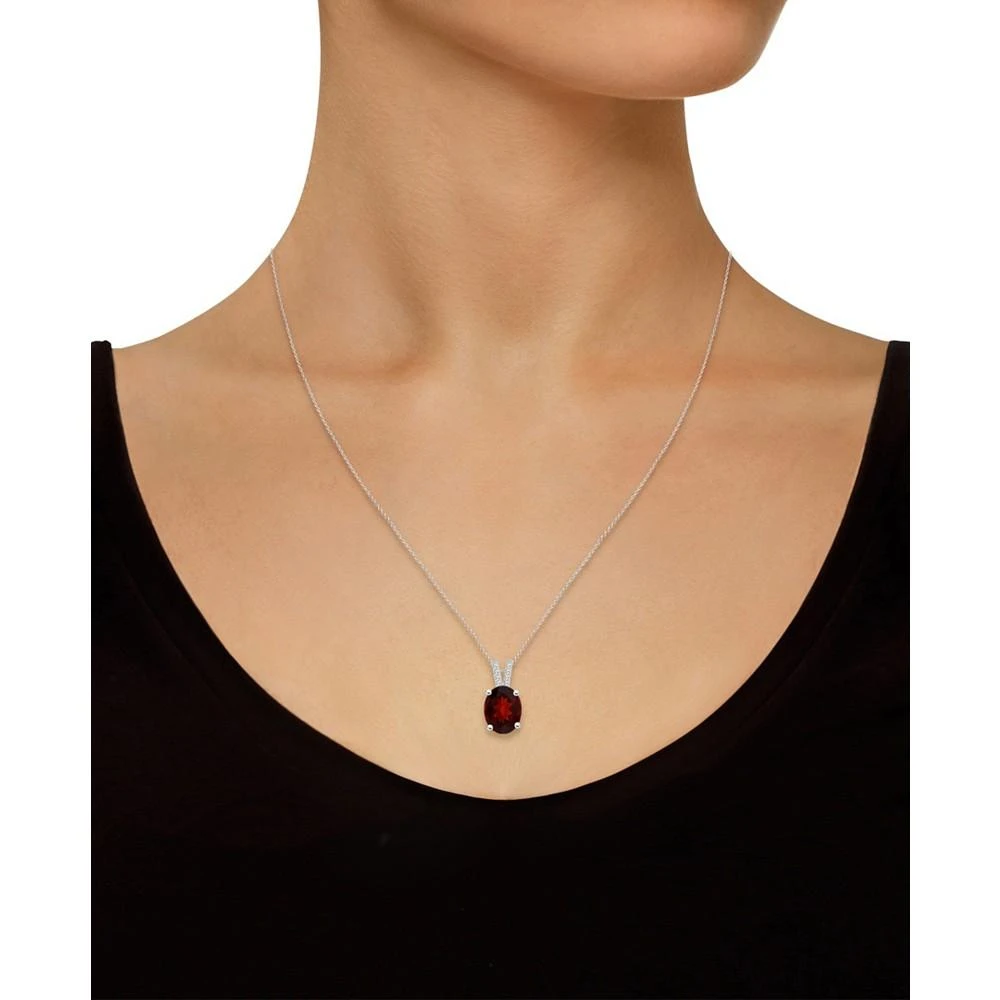 商品Macy's|Women's Garnet (3-1/10 ct.t.w.) and Diamond Accent Pendant Necklace in Sterling Silver,价格¥869,第3张图片详细描述