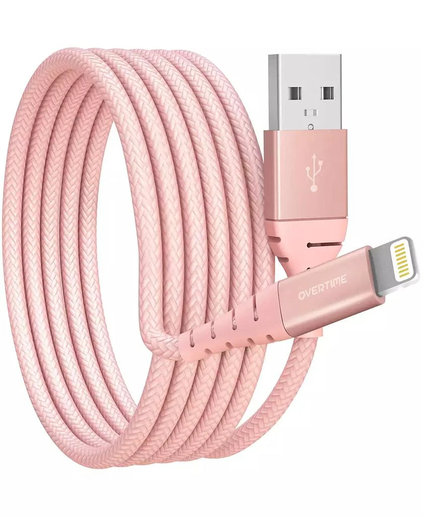 商品Overtime|Apple MFi Certified iPhone 11/XR/SE/10/8 10ft Charging Cable | USB to Lightning Cable for iPhone - Rose Gold,价格¥134,第1张图片