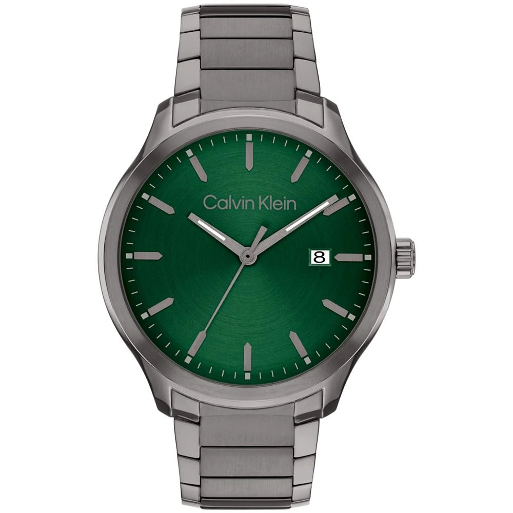 商品Calvin Klein|Men's 3H Quartz Gray Stainless Steel Bracelet Watch 43mm,价格¥1431,第1张图片