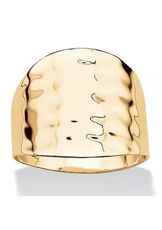 商品Palm Beach Jewelry|Beach Jewelry 14K Ring Yellow Gold Ring Hammered Style Cigar Band Ring,价格¥299,第1张图片