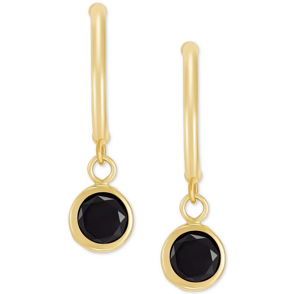 Onyx Circle Dangle C-Hoop Earrings in 14k Gold商品第3张图片规格展示