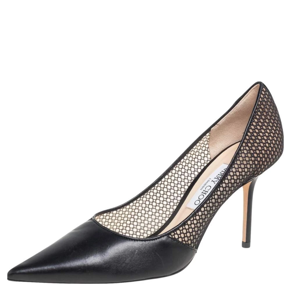 商品[二手商品] Jimmy Choo|Jimmy Choo Black Mesh and Leather Love Pointed-Toe Pumps Size 41,价格¥2108,第1张图片