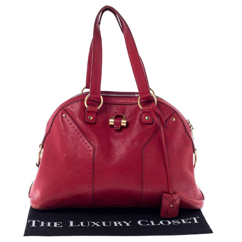 Yves Saint Laurent Red Leather Medium Muse Satchel商品第9张图片规格展示