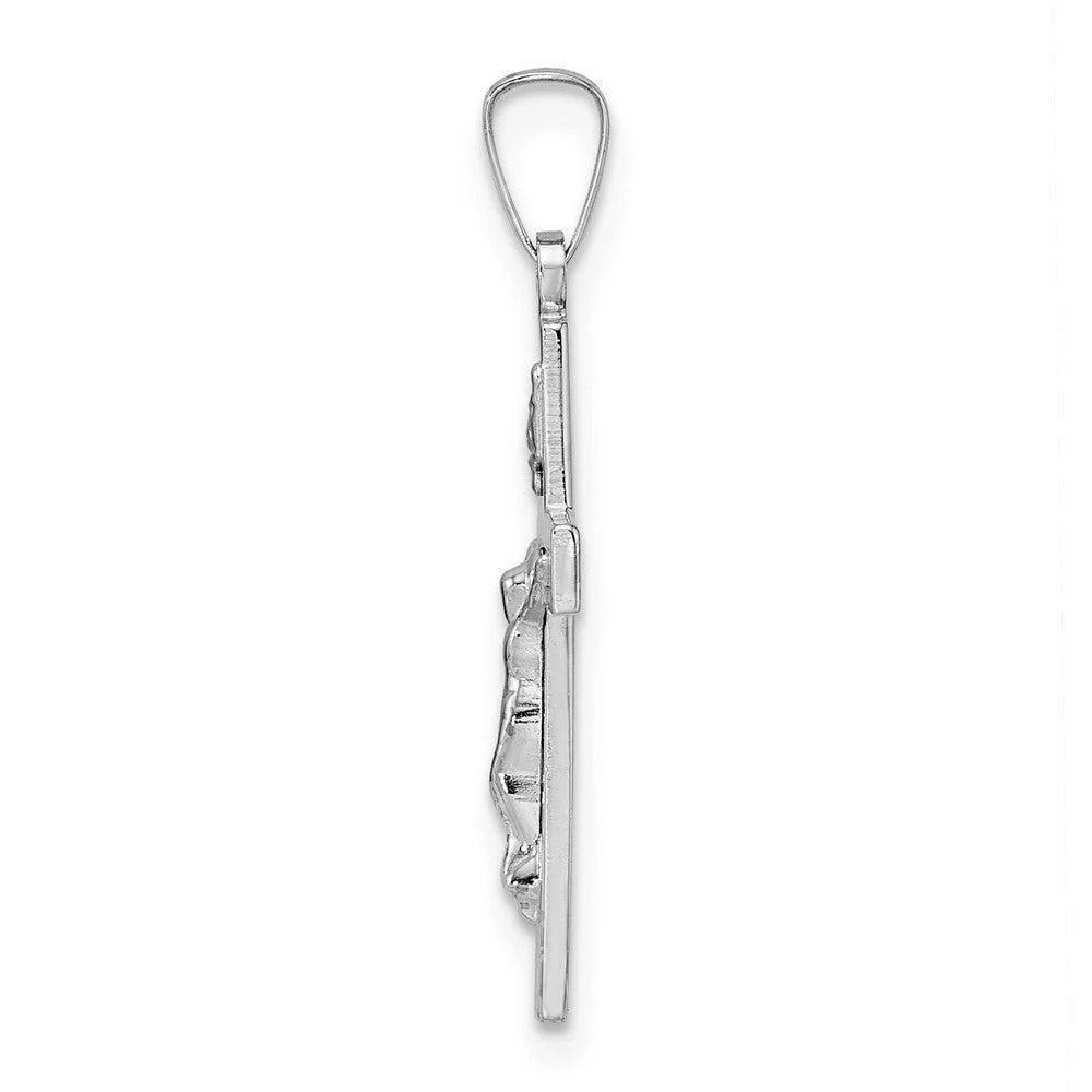 商品Diamond2Deal|14k White Gold Polished Solid INRI Striped Crucifix Pendant,价格¥2992,第2张图片详细描述