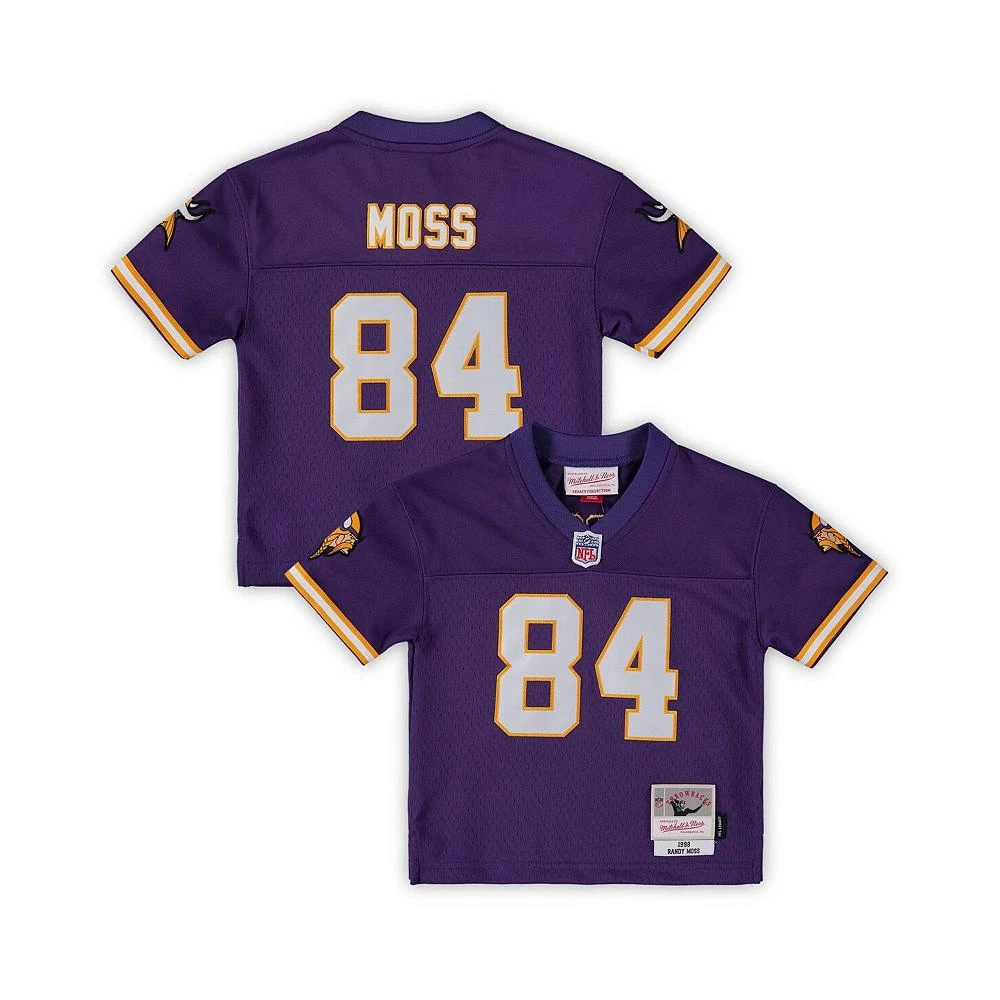 商品Mitchell & Ness|Toddler Boys and Girls Randy Moss Purple Minnesota Vikings 1998 Retired Legacy Jersey,价格¥601,第2张图片详细描述