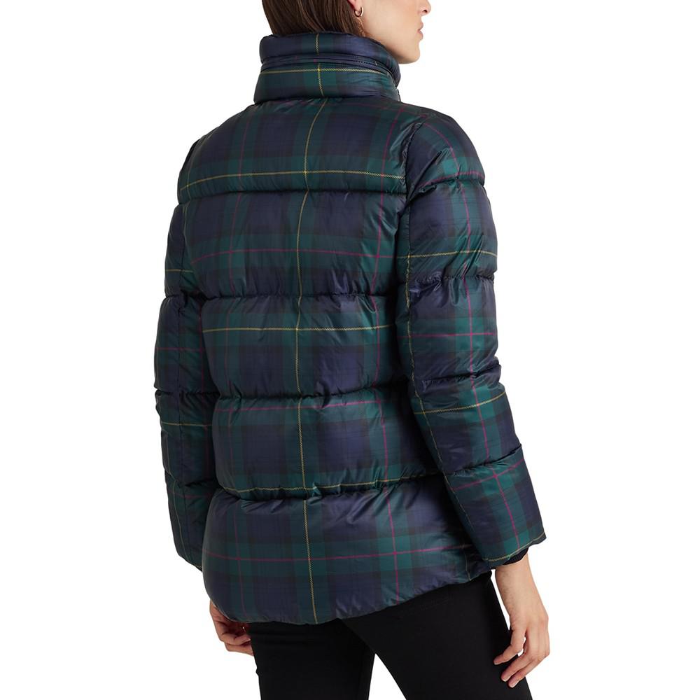 Women's Glen Plaid Hooded Puffer Coat商品第2张图片规格展示