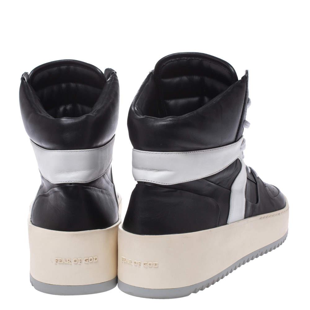 Fear Of God Black/White Leather Basketball High Top Sneakers Size 40商品第5张图片规格展示