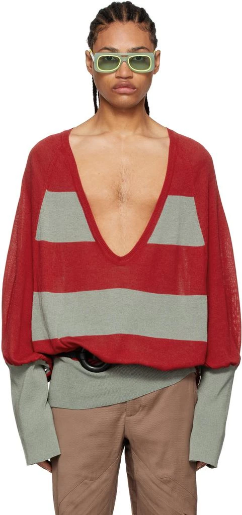 商品Kiko Kostadinov|Red & Grey Haidu Sweater,价格¥1532,第1张图片