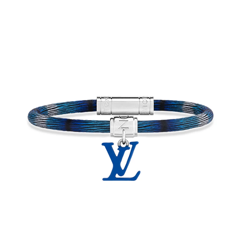 商品Louis Vuitton|路易威登 23新款KEEP IT SHAPE男士蓝色帆布皮革手镯,价格¥2844,第1张图片