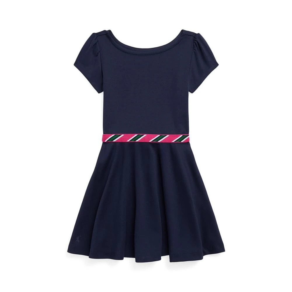 商品Ralph Lauren|Little Girls Short Sleeves Striped-Trim Ponte Dress,价格¥493,第2张图片详细描述