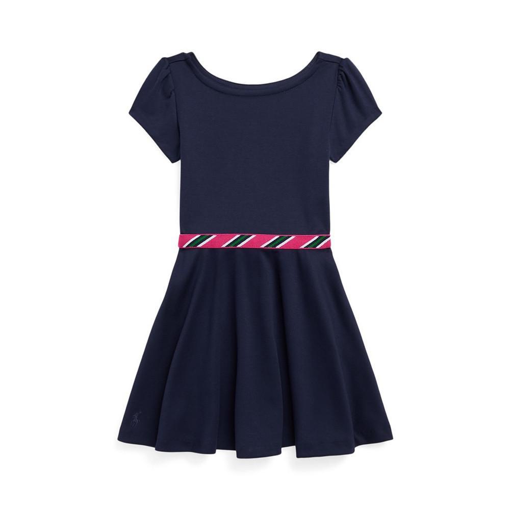 商品Ralph Lauren|Little Girls Short Sleeves Striped-Trim Ponte Dress,价格¥478,第4张图片详细描述