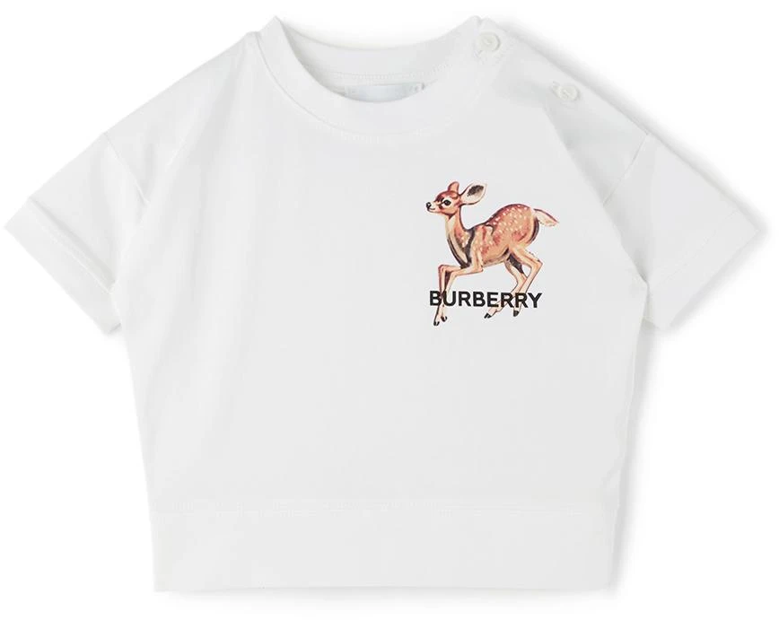 商品Burberry|白色 Deer 婴儿 T 恤,价格¥586,第1张图片