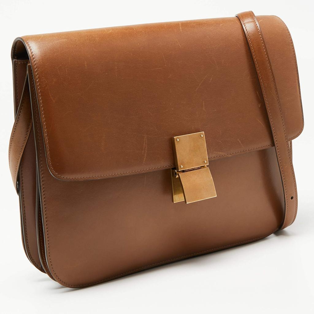 Celine Brown Leather Large Classic Box Shoulder Bag商品第3张图片规格展示