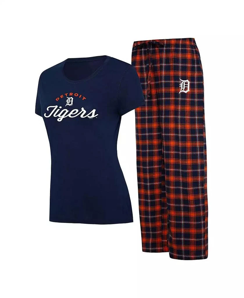 商品Concepts Sport|Women's Navy, Orange Detroit Tigers Arctic T-shirt and Flannel Pants Sleep Set,价格¥411,第1张图片