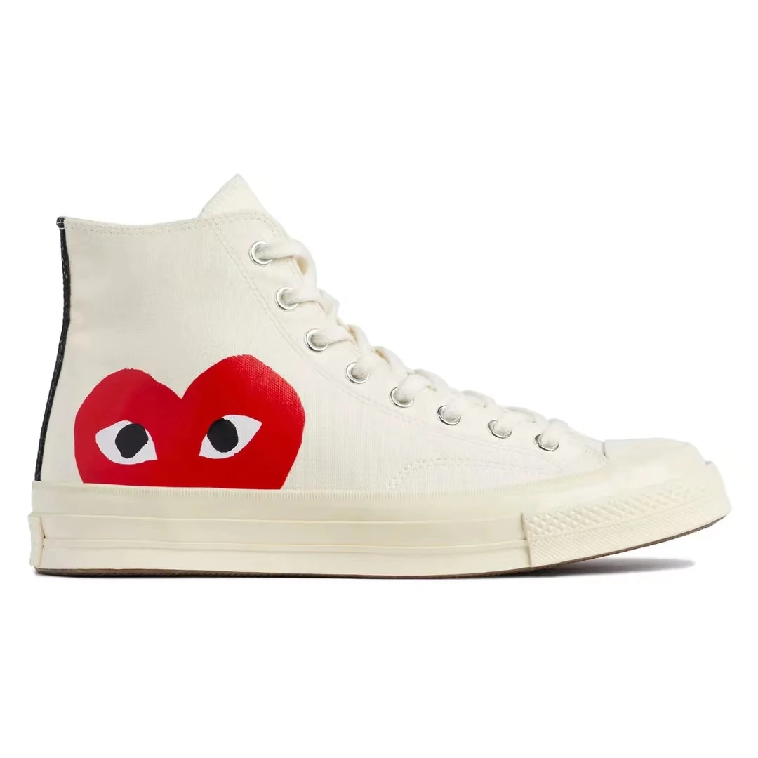 CDG x Converse 197Os chuck tavlor all star hi 川 久保玲爱心联名款 乘风破浪的姐姐 防滑耐磨 高帮 帆布鞋 男女同款 白色AZK112-2 商品