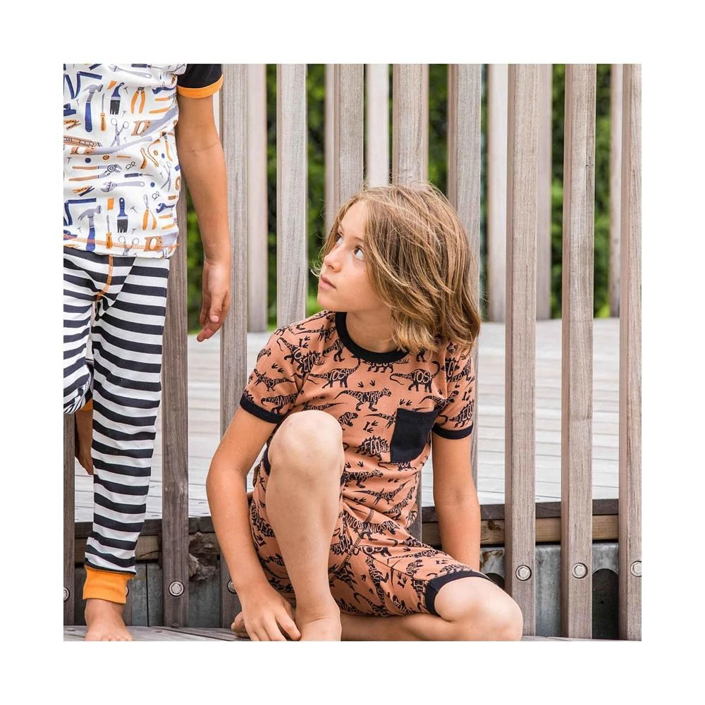 商品Deux par Deux|Boy Organic Cotton Two Piece Short Pajama Set Brown Dinosaur Print - Toddler|Child,价格¥268,第2张图片详细描述